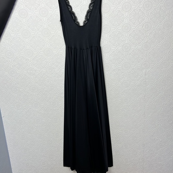 Vintage Olga Romantic Goth Lingerie Swing Dress Silky Lace Black Gothcore Slip - Picture 9 of 14